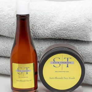 Skyn Therapy face product duo in front of spa towels